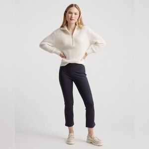 Quince Ultra Stretch Ponte Kick Flare Pants Navy Blue Pull On Work Pant Size M